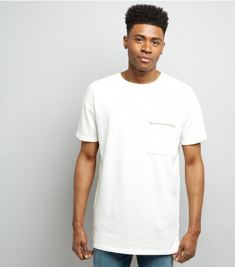 White Short Sleeve Pocket Front Longline Sweater | New Look