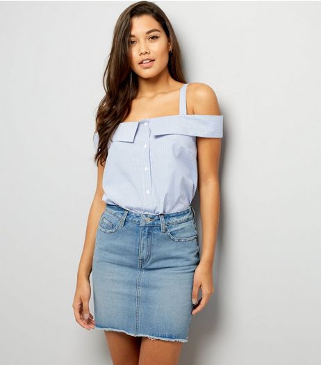 Blue High Waist Distressed Denim Mini Skirt | New Look
