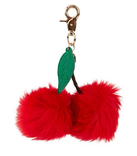 Red Cherry Pom Pom Keyring | New Look