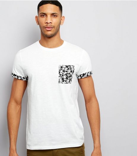 White Floral Pocket T-Shirt | New Look