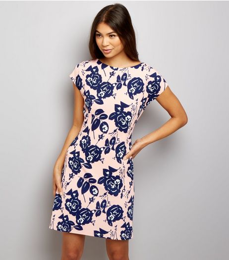 Mela Shell Pink Floral Print Dress | New Look