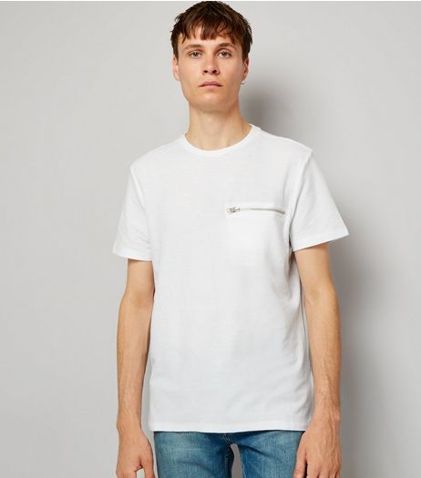 White Zip Detail T-Shirt | New Look