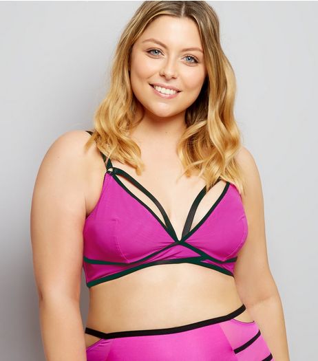 Curves Pink Strappy Bralet | New Look