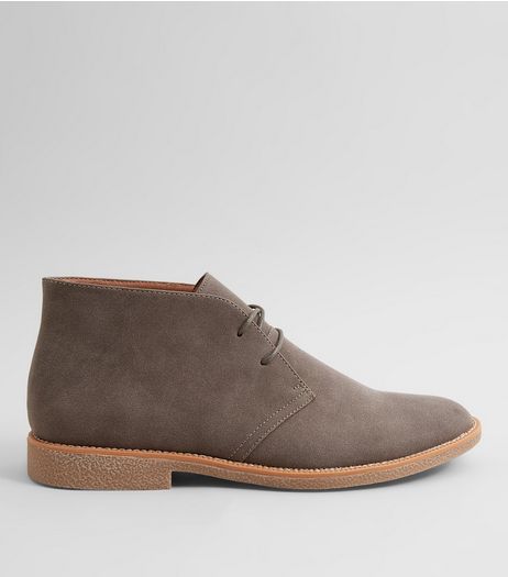Stone Suedette Desert Boots | New Look