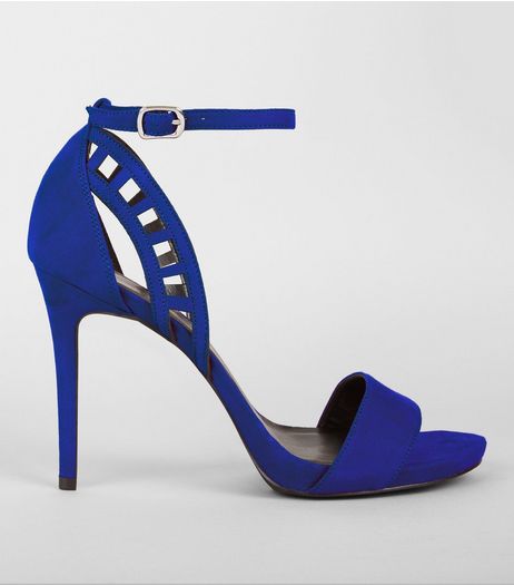 Wide Fit Blue Cut Out Side Heels | New Look