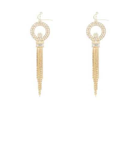 Gold Diamond Ring Tassel Drop Earrings | New Look