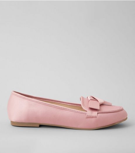 Pink Satin Bow Front Loafers | New Look