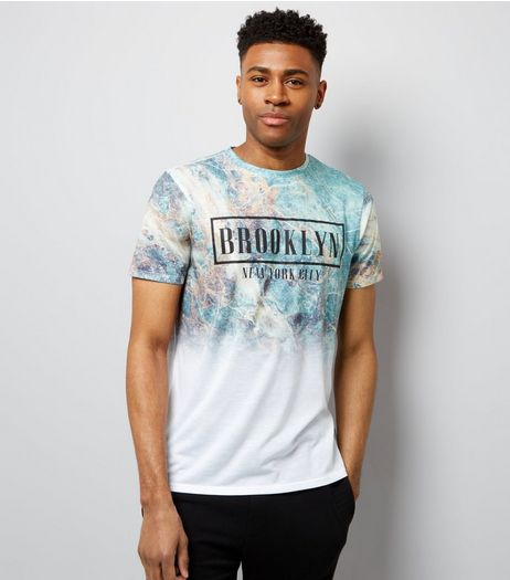 White Brooklyn Marble Print T-Shirt | New Look