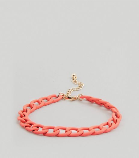 Neon Pink Chunky Chain Anklet | New Look