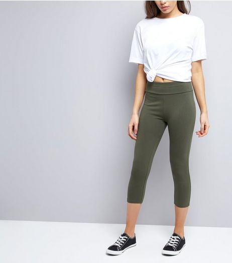 Khaki High Waisted Cropped Leggings | New Look
