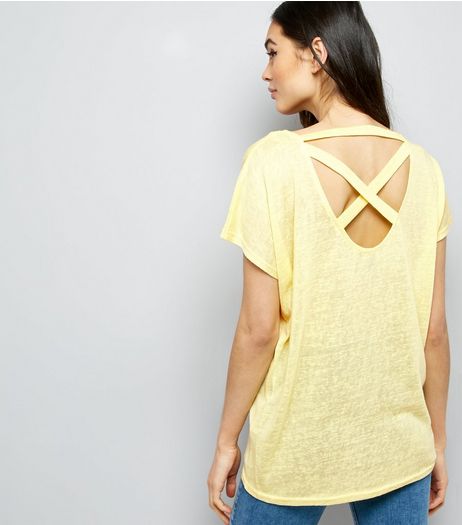 Yellow Cross Strap Back T-Shirt | New Look
