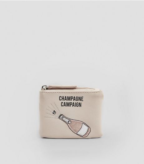 Pink Embroidered Champagne Campaign Purse | New Look