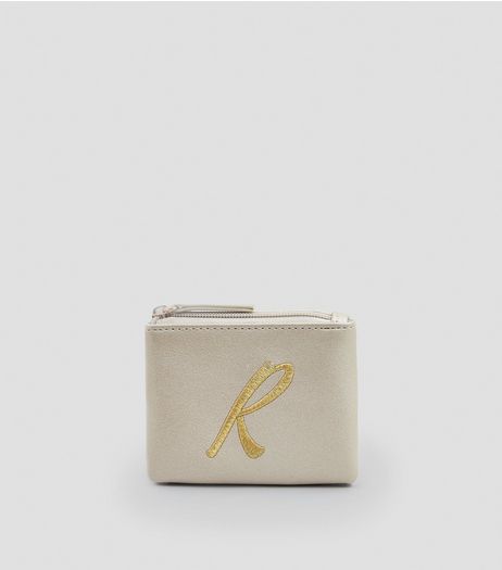 Stone R Initial Zip Top Purse | New Look