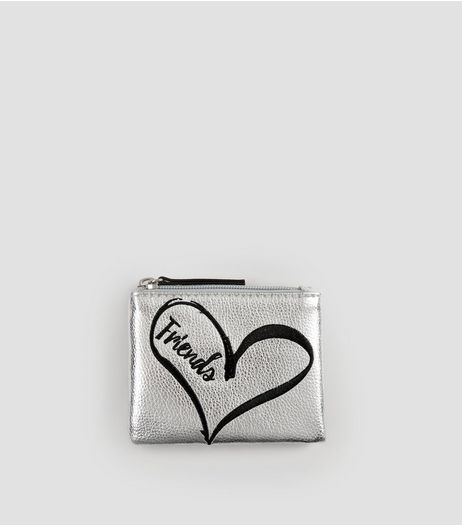 Silver Friends Zip Top Purse | New Look