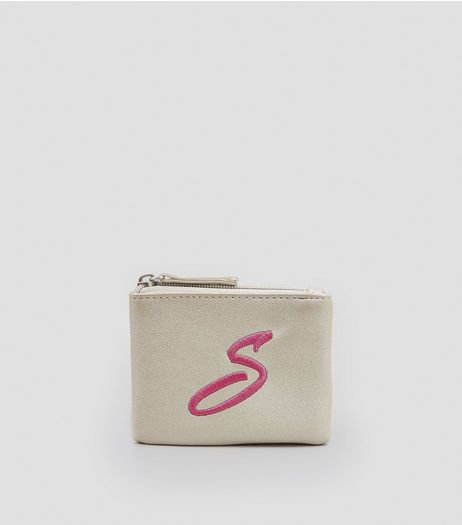 Stone Metallic Initial S Embroidered Purse | New Look