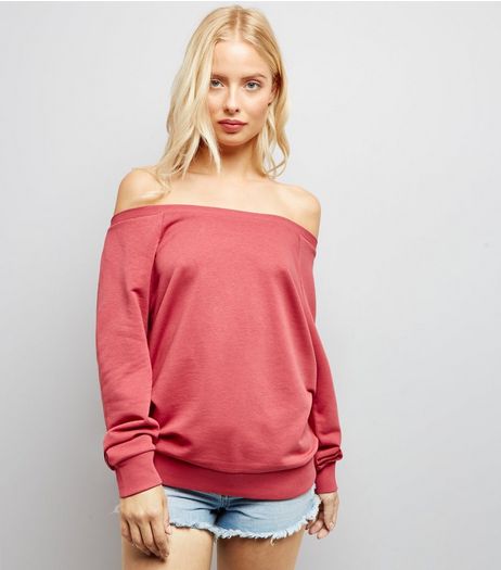 Deep Pink Bardot Neck Sweater | New Look