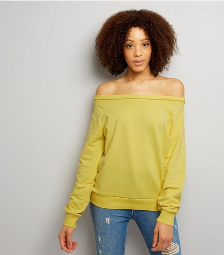 Yellow Bardot Neck Sweater | New Look