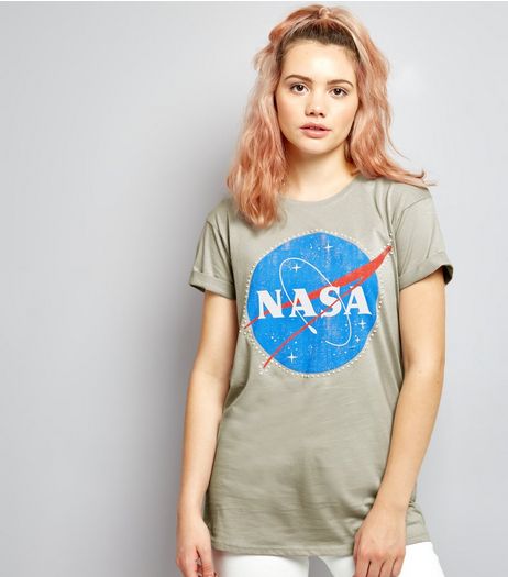 Pale Grey NASA Print Short Sleeve T-Shirt | New Look