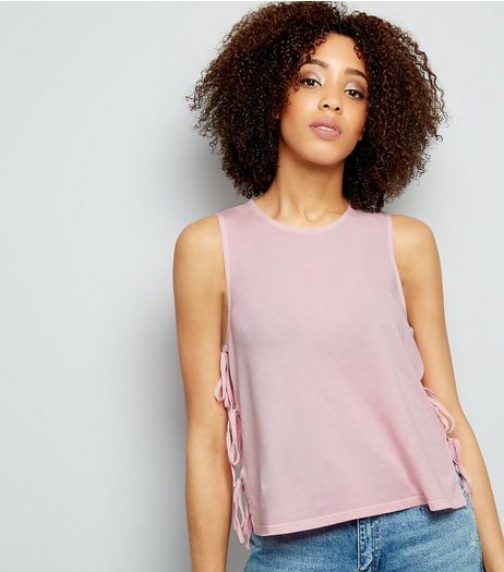 Bright Pink Tie Side Tank Top | New Look