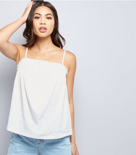 White Frill Trim Cami Top | New Look