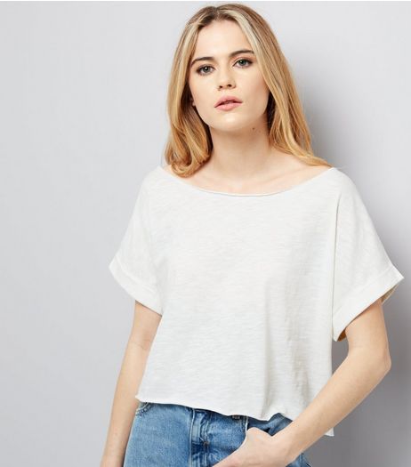 White Rolled Sleeve Crop Top | New Look