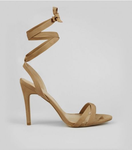 Cream Ribbon Tie Heeled Sandals | New Look
