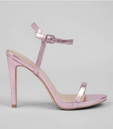 Pink Metallic Ankle Strap Heels | New Look