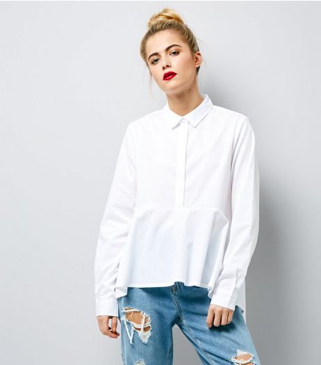 Noisy May White Peplum Hem Shirt | New Look