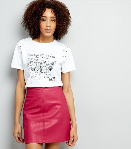 Tall Bright Pink Leather-Look Mini Skirt | New Look