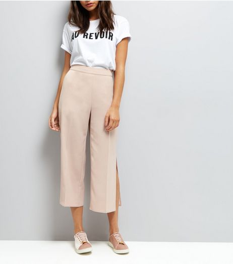 Shell Pink Split Side Cropped Trousers | New Look