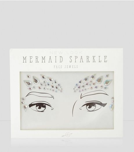 Silver Holographic Mermaid Face Jewels | New Look