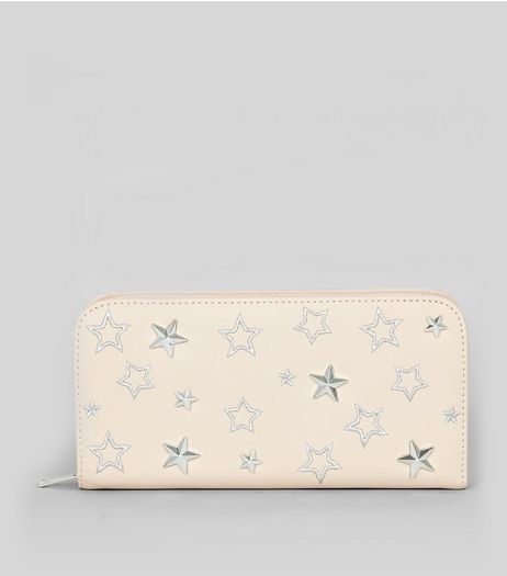 Cream Star Embroidered Zip Around Purse | New Look