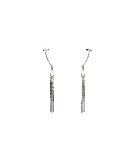 Silver Diamante Tassell Ear Jacket | New Look