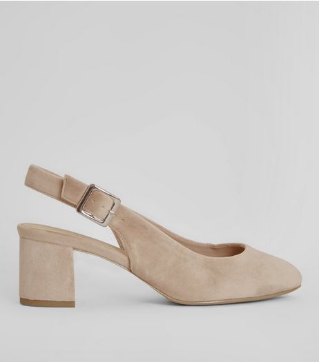 Wide Fit Pink Velvet Sling Back Heels | New Look