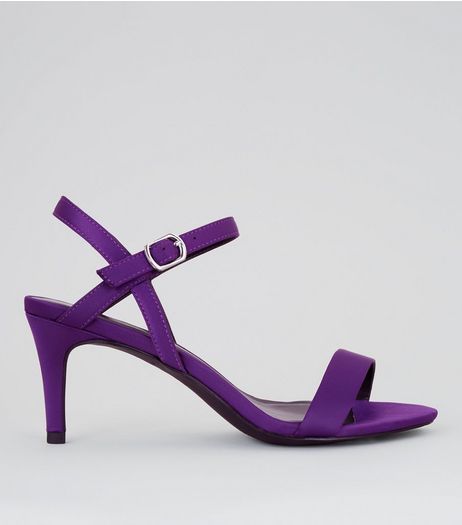 Purple Satin Low Stiletto Heels | New Look