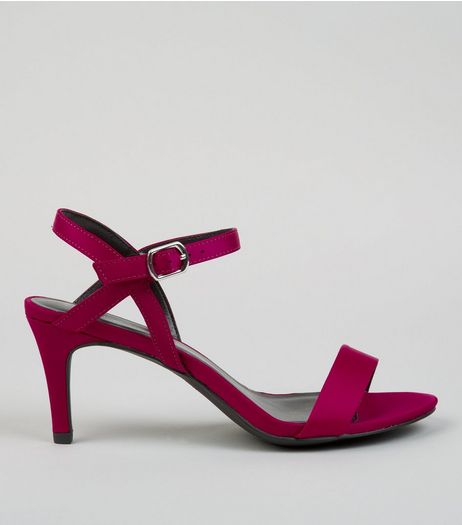 Pink Satin Low Stiletto Heels | New Look