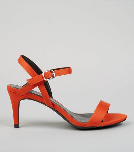 Orange Satin Low Stiletto Heels | New Look