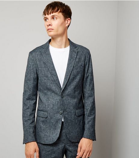 Blue Cross Hatch Tailored Suit Jacket | New Look