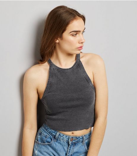 Grey Acid Wash Vest Top | New Look
