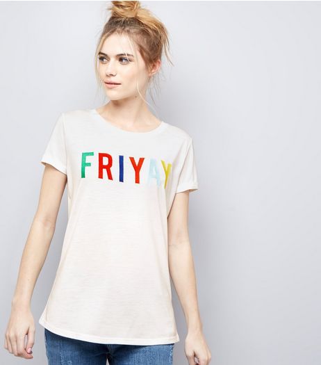 JDY White Slogan Print T-Shirt | New Look
