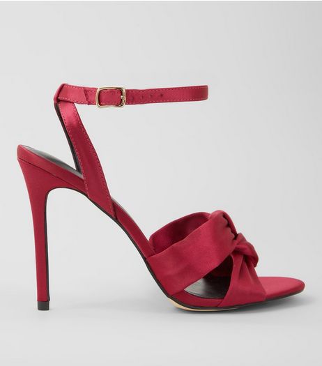 Pink Satin Knot Strap Heeled Sandals | New Look