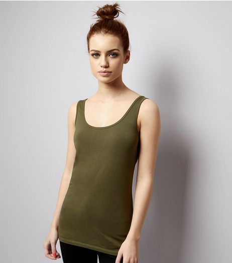 Petite Khaki Scoop Neck Vest | New Look