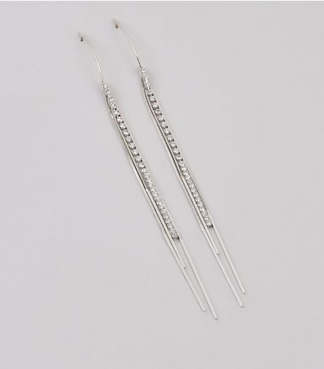 Silver Diamante Tassel Drop Earrings | New Look