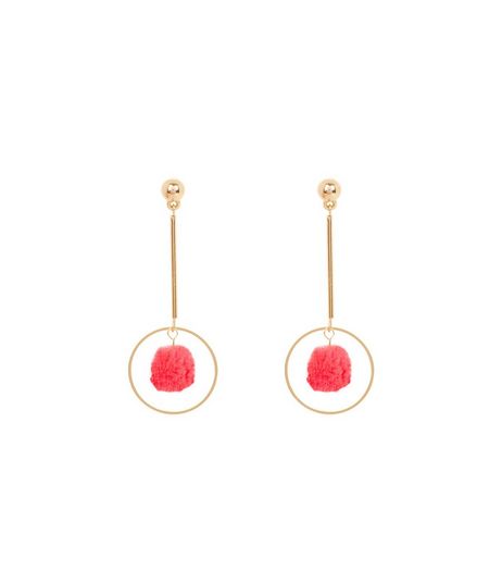 Neon Pink Pom Pom Drop Earrings | New Look