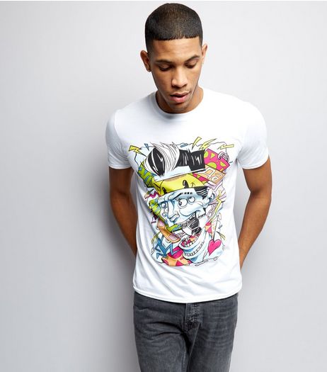 Street Art Collection White Si Mitchell Print T-Shirt | New Look