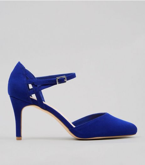 Wide Fit Comfort Blue Ankle Strap Heels | New Look