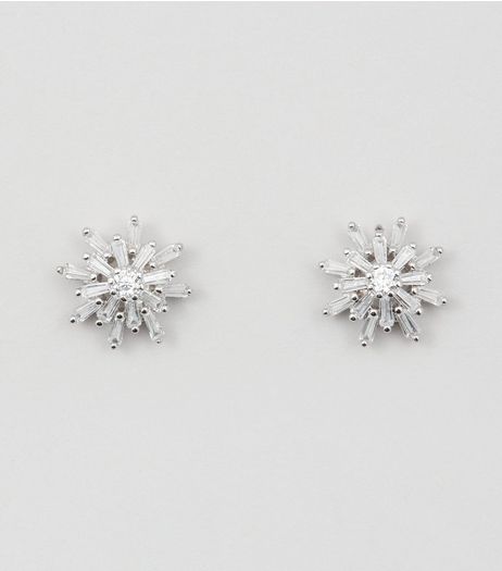 Silver Cubic Zirconia Star Stud Earrings | New Look