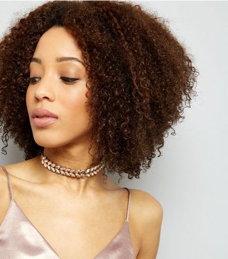 Rose Gold Leaf Stone Choker | New Look