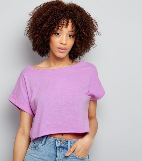Purple Short Sleeve Crop Top | New Look