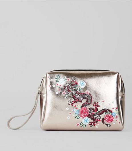 Gold Dragon Embroidered Pouch | New Look